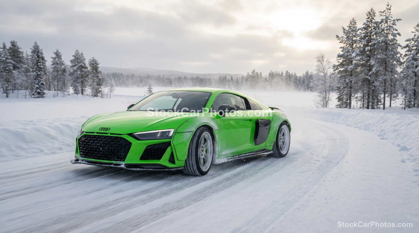  Audi R8 2020  - Snowy Road Front 3/4 view