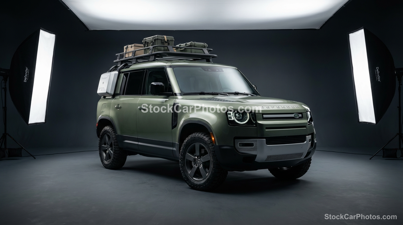 2020 Land Rover Defender With Roof Rack - Studio Front 3/4 view